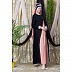 Collared Casual abaya - Black-Peach color